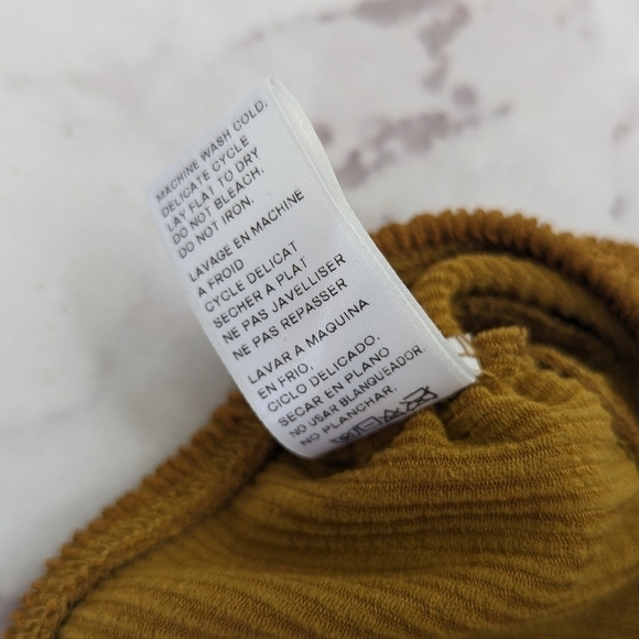 Good American Swim Top Womens 1 2 Medium Bronze Brown Crinkle One Shoulder - Picture 8 of 9